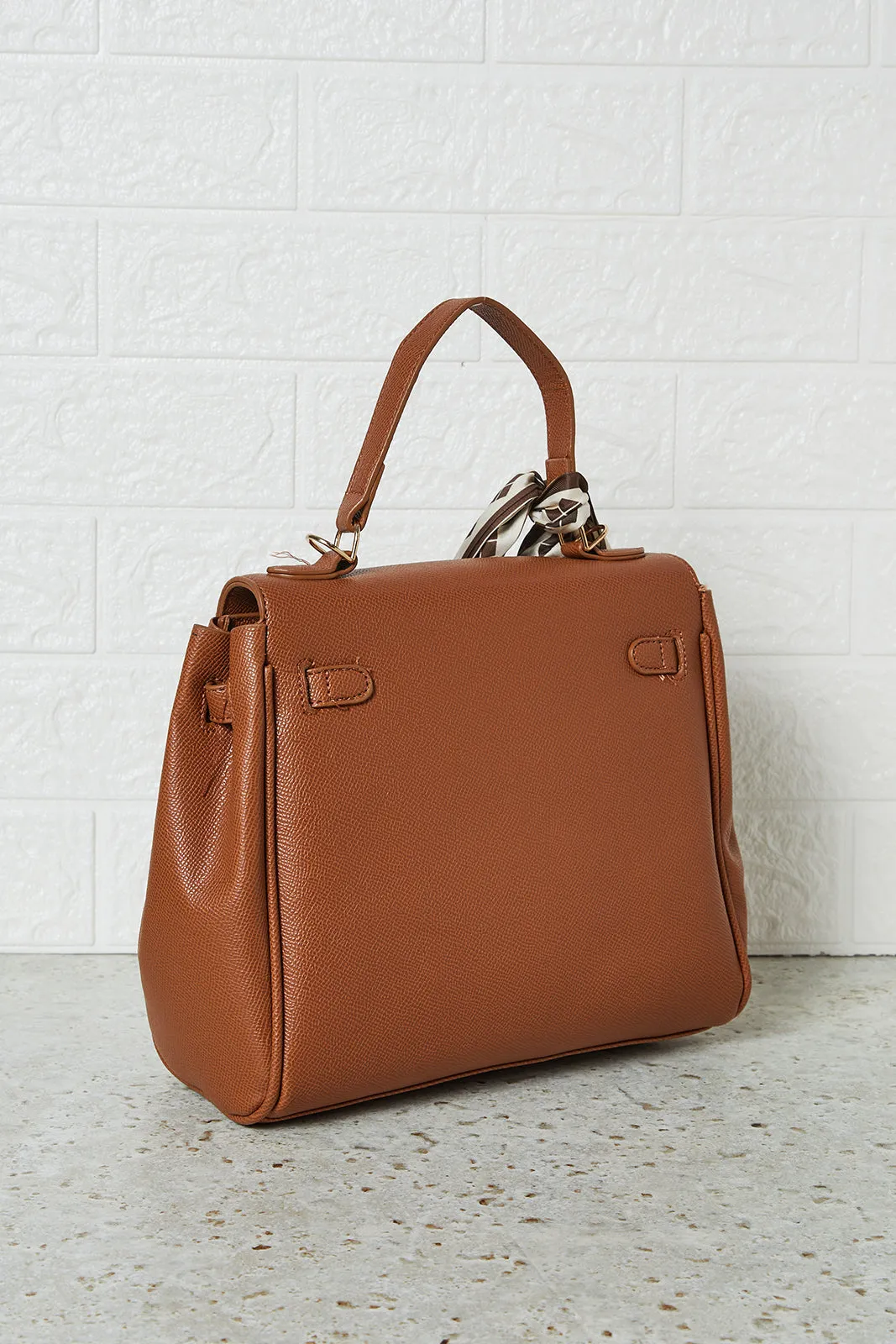 Women Tan Embellished Day Bag With Scarf