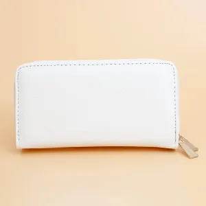 Zipper Wallet White Soft Grain for Women